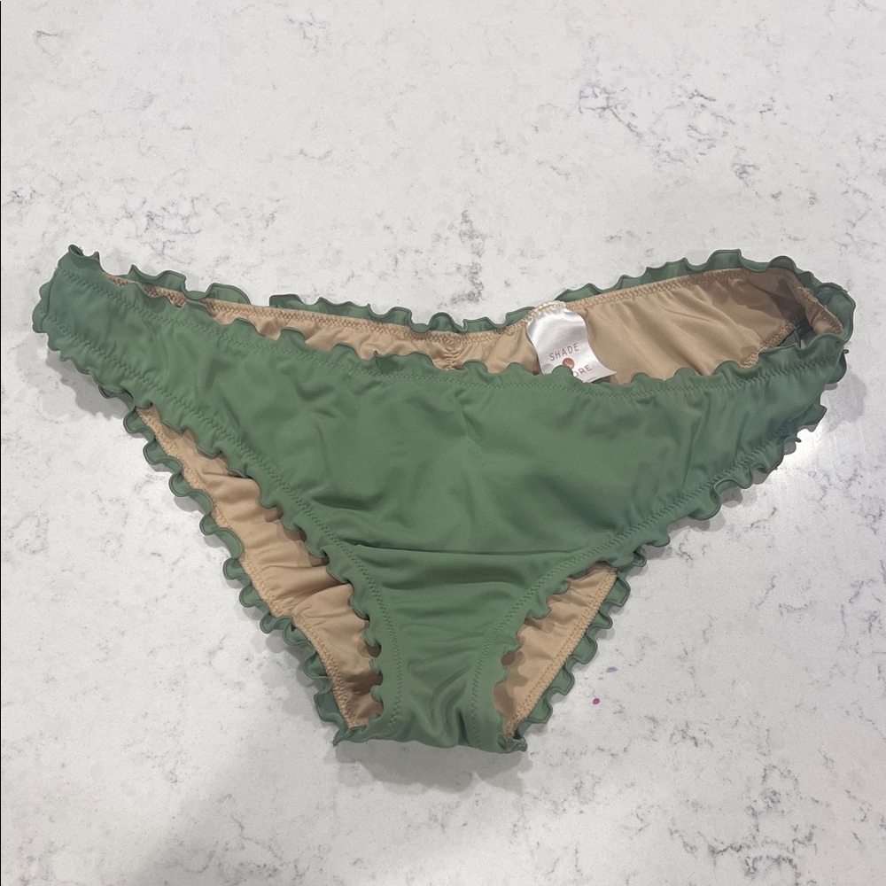 Shade & Shore Green Ruffle Bikini Bottom